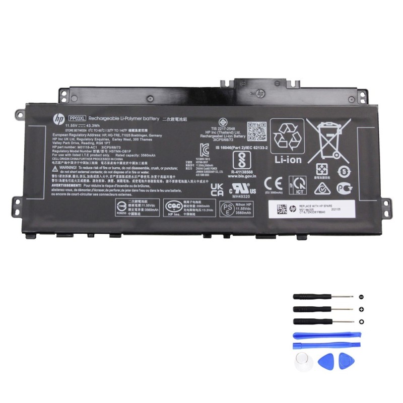 43.3Wh HP PP03XL Battery