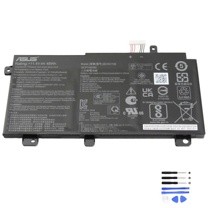 48Wh Asus B31N1726 Short Line Battery