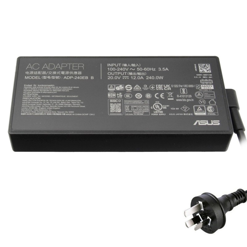 20V 12A 240W Asus Rectangle Conn AC Adapter Charger