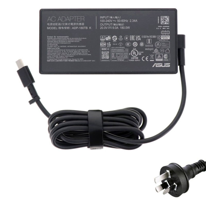 20V 9A 180W Asus Rectangle Conn AC Adapter Charger
