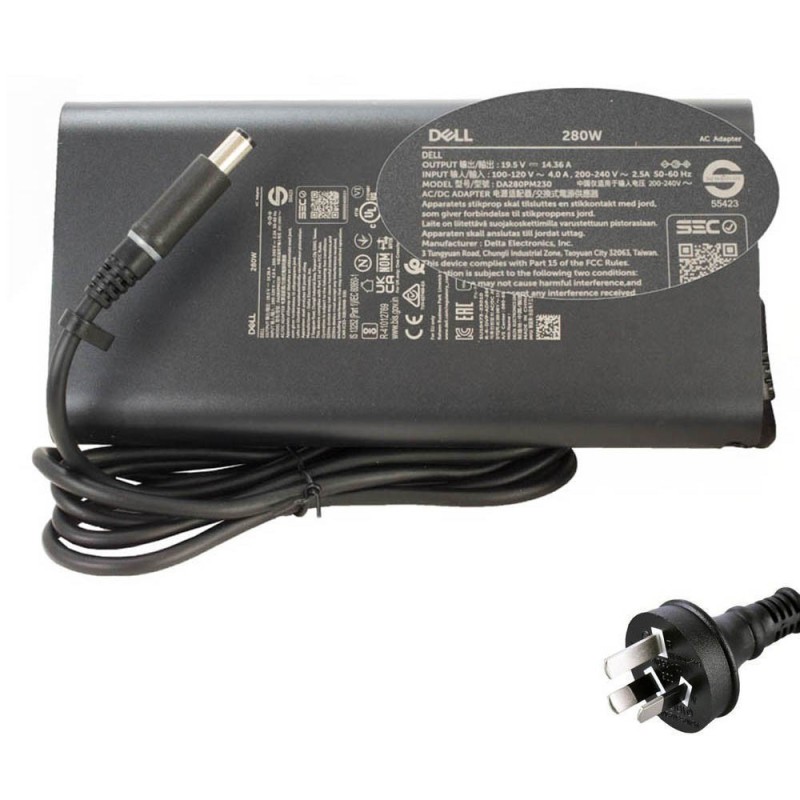 19.5V 14.36A 280W Dell 7.4mm 5.0mm Curved AC Adapter Charger