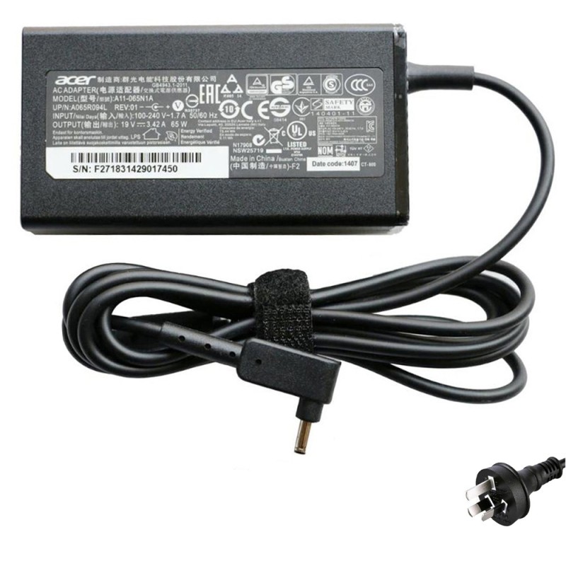 19V 3.42A 65W Acer 3.0mm 1.1mm AC Adapter Charger