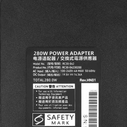 19.5V 14.36A 280W Razer 3-Pin Tip GAN Adapter Charger