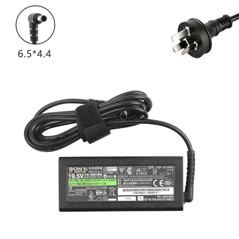 19.5V 3A 60W Sony 6.5mm 4.4mm AC Adapter Charger
