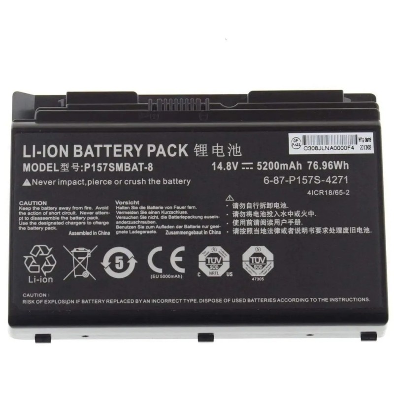 76.96Wh Clevo P157SMBAT-8 Battery
